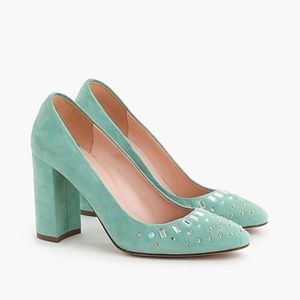 J Crew Suede Embellished Pumps Heels 9 New